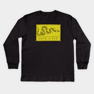 Join or Die Gadsden Flag Ben Franklin Kids Long Sleeve T-Shirt